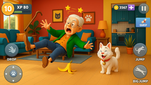 Kitty vs Granny House Chaos Screenshot 2